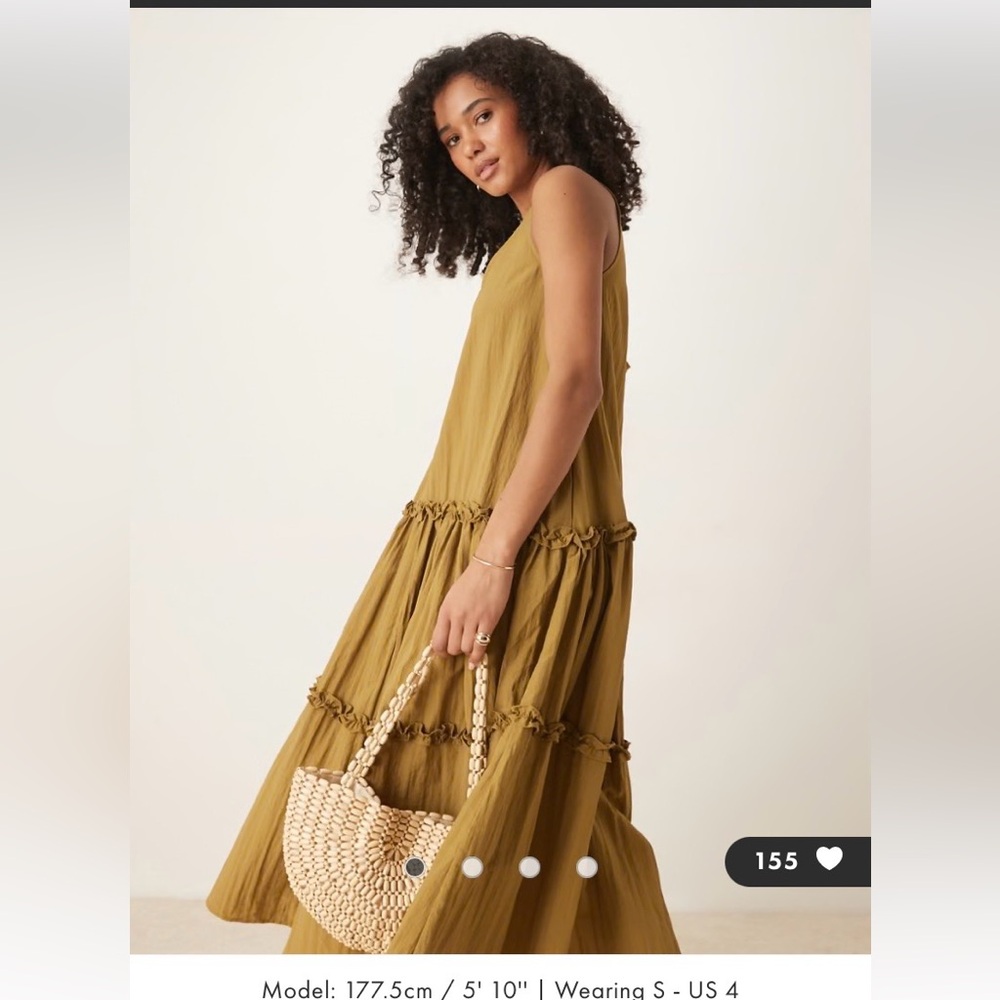 NWT Ghospell tiered ruffled maxi dress in olive - Picture 2 of 7